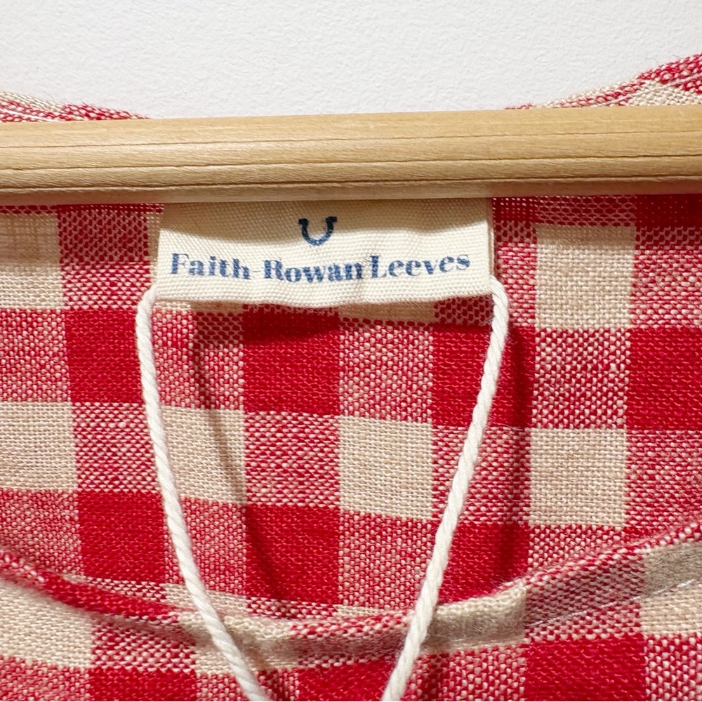 Faith Rowan Leeves Luna Sleeveless Dress Red Gingham Linen Size XXL Pockets NWT - Picture 9 of 16